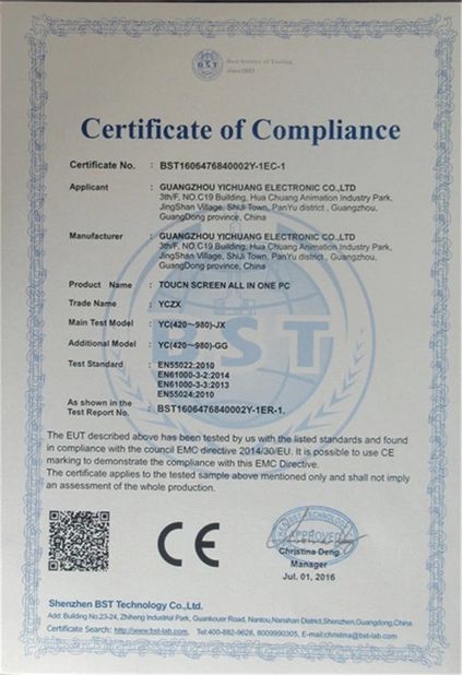 الصين Guangzhou Yichuang Electronic Co., Ltd. الشهادات